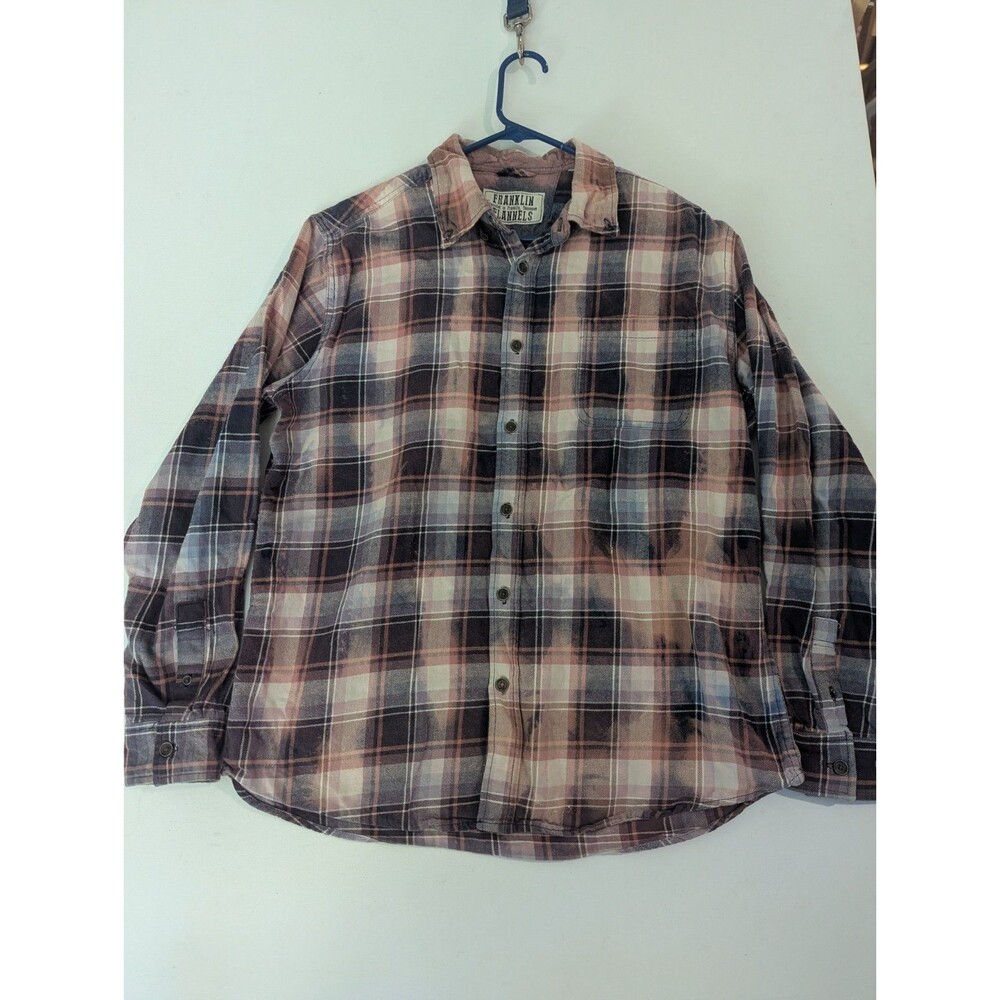 Franklin Flannels Long Sleeve Button Up Shirt Top Size M/L Cabincore Upcycled - Picture 1 of 8
